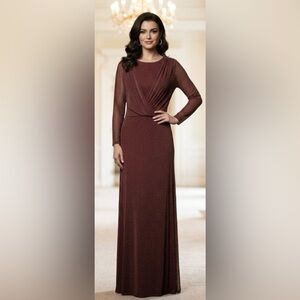 Enigma maroon shimmery long sleeve dress, beautiful, in great condition,1X-2X